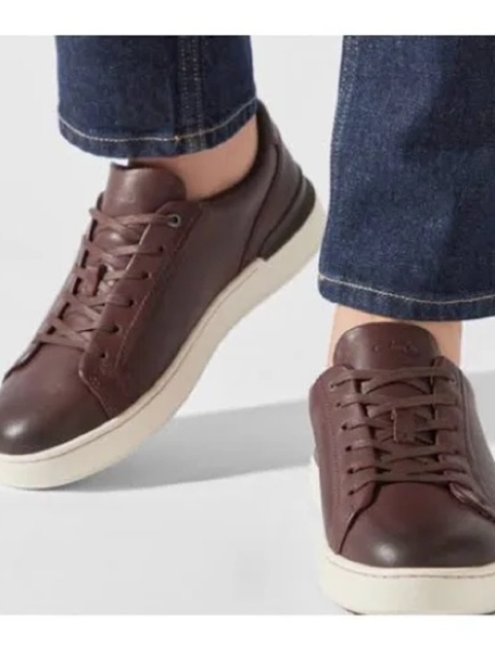 Men's Clarks Courtlite MI-X Brown Leather Low-Top Sneakers